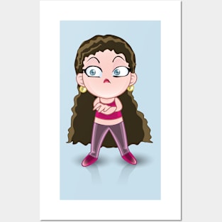 curly hair beautiful brunette girls - cartoon character for young girls (choose your twin) Posters and Art